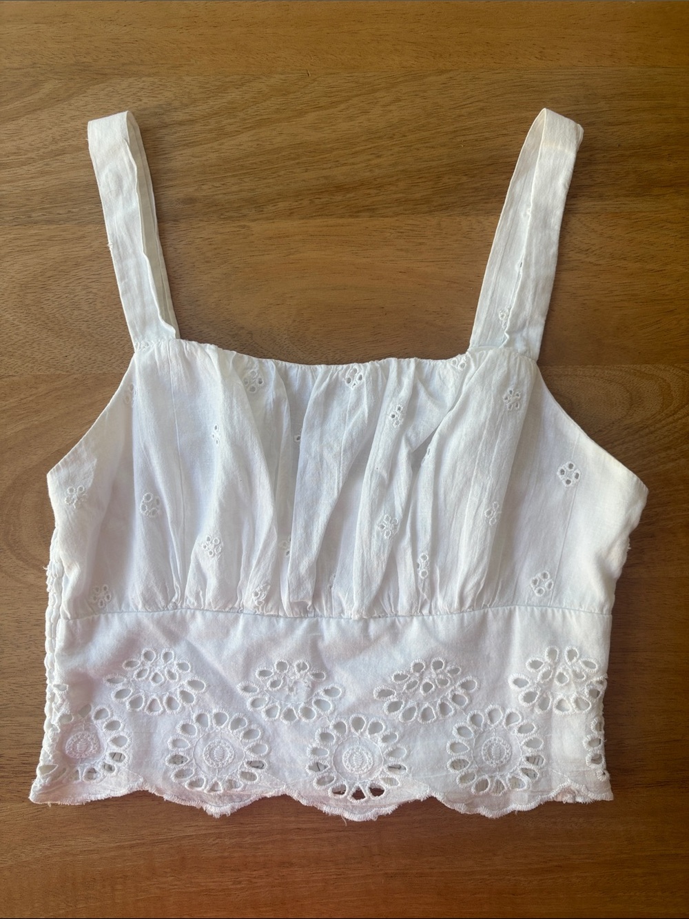 White Eyelet Cropped Tank Top